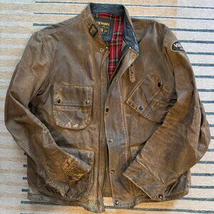 Army field tan Vanson waxed cotton canvas Stormer Trials motorcycle jacket
